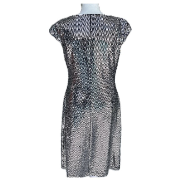 Anne Klein Silver Metallic Cocktail Dress - Picture 3 of 7